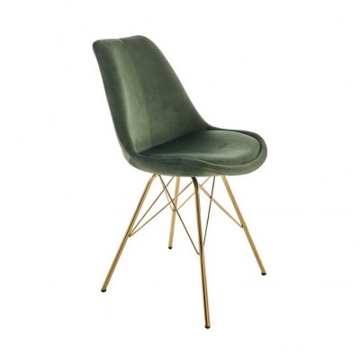 Set de 2 scaune Scandinavia verde inchis/ auriu