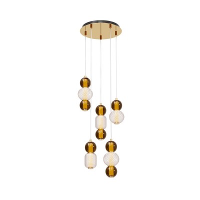 Lustra LED suspendata design modern decorativ Drop 5L auriu