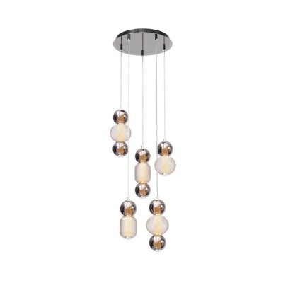 Lustra LED suspendata design modern decorativ Drop 5L crom