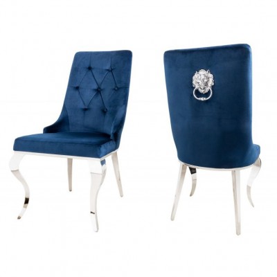 Set 2 scaune stil baroc Modern Barock, albastru regal