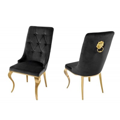 Set 2 scaune stil baroc Modern Barock, negru/ auriu