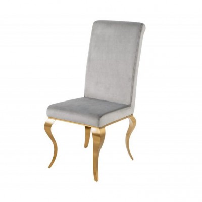Set 2 scaune stil baroc Modern Barock, gri cenusiu/ auriu
