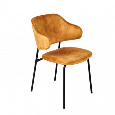 Set 2 scaune stil modern Tracy Alpine, catifea galben mustar
