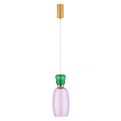 Pendul LED, Lustra design modern Pluma verde/ violet