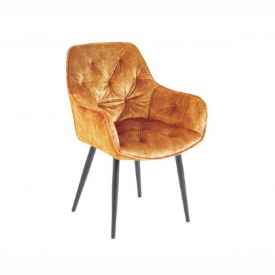Set 2 scaune moderne Milano catifea galben mustar