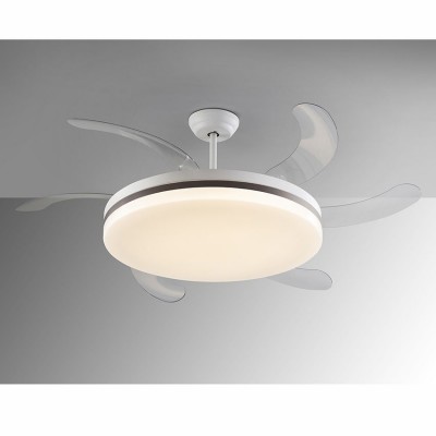 Lustra LED cu Ventilator si telecomanda, lame retractabile Vento alb/ bronz