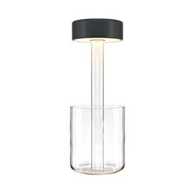 Lampa portabila cu baterii cu baza in forma de vaza AI design negru/ transparent