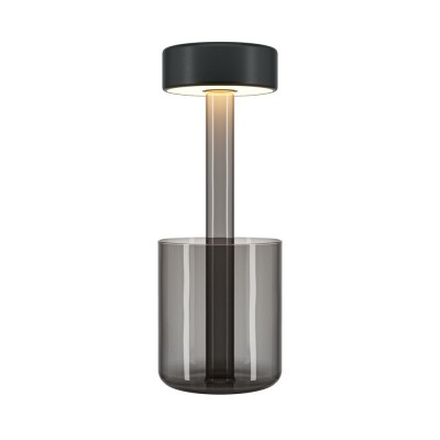 Lampa portabila cu baterii cu baza in forma de vaza AI design negru/ fumuriu