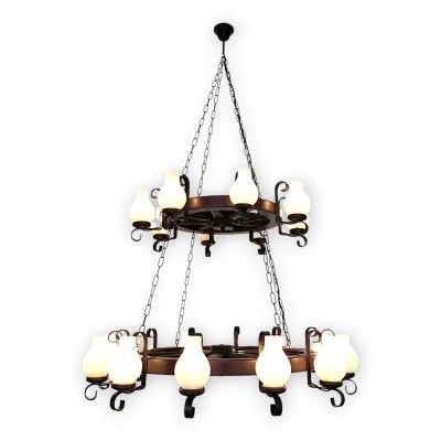 Candelabru rustic fabricat manual din lemn Roata 20L