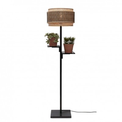 Lampa de podea eco din bambus cu 2 rafturi Bhutan 40x25 negru