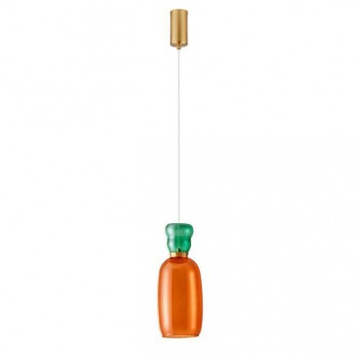 Pendul LED, Lustra design modern Pluma verde/ portocaliu