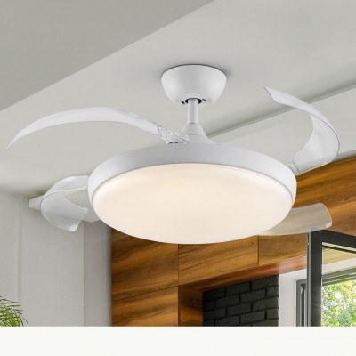 Lustra LED cu Ventilator si telecomanda, lame retractabile Venturi alb