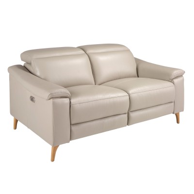 Canapea 2 locuri eleganta, design LUX cu functia relax Cowhide taupe grey