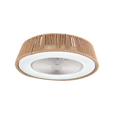 Lustra LED cu Ventilator si telecomanda Rustic alb/ natural