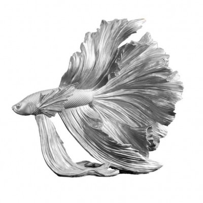 Statueta decorativa extravaganta Fisch Crowntail 35cm, argintiu