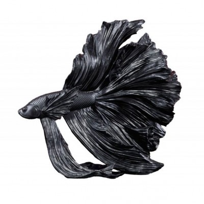 Statueta decorativa extravaganta Fisch Crowntail 35cm, negru