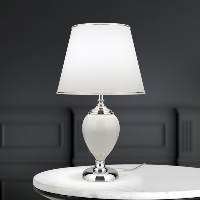 Veioza/Lampa de masa design elegant OVUM alb/crom