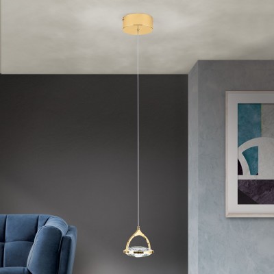 Pendul LED cu cristal K9 design lux MOON auriu