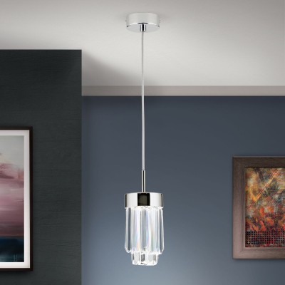 Pendul LED cu cristal K9 design elegant PRISM crom