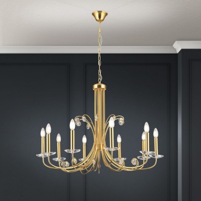 Candelabru stil clasic cu cristal K9 ARIANE 10L auriu