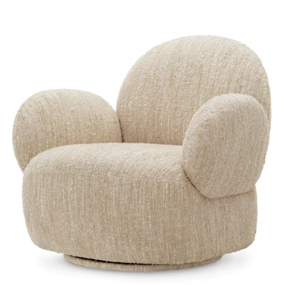 Fotoliu pivotant design LUX Madrone, Boucle sonata cream