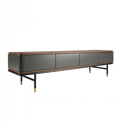 Comoda TV deosebita design LUX Dark Grey-Walnut 200x45cm