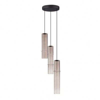 Lustra moderna cu 3 pendule LED, Metal, Sticla, Moca, SANO