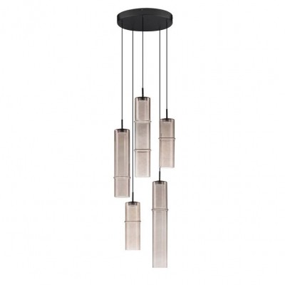 Lustra moderna cu 5 pendule LED, Metal, Sticla, Moca, SANO