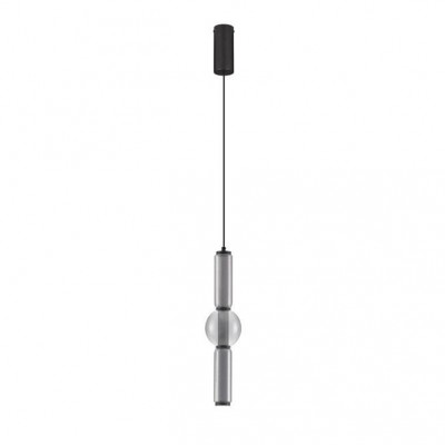 Pendul LED modern, Metal, Negru, Sticla, Fumurie, Ulon