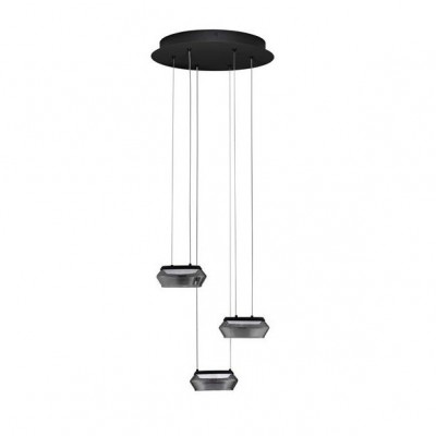 Lustra cu 3 pendule LED, Metal, Negru, Sticla, JAILYN