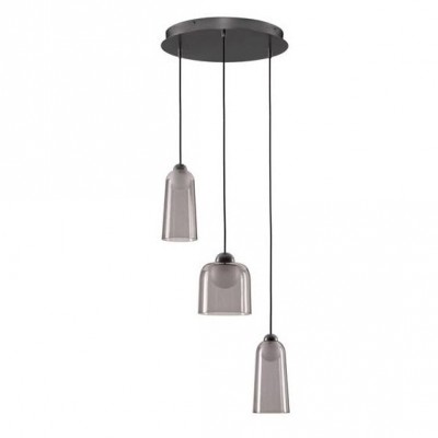 Lustra cu 3 pendule LED, Metal, Negru, Acrilic, DIONE
