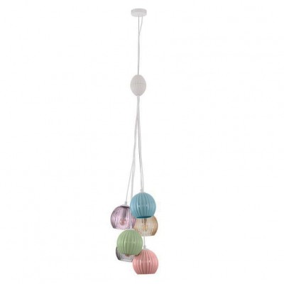Lustra cu 6 pendule, Ceramica, Sticla, Multicolor, MELINE