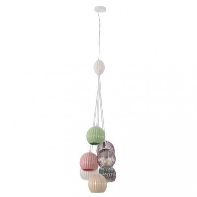 Lustra cu 7 pendule, Ceramica, Sticla, Multicolor, MELINE