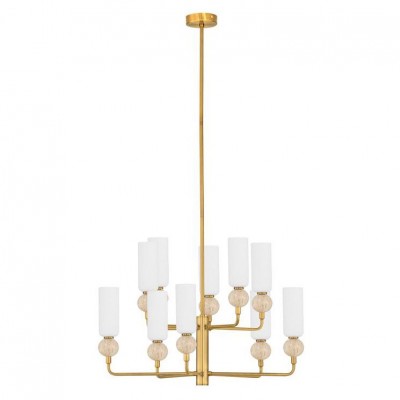 Candelabru cu 10 brate, Metal, Auriu, Travertin, Sticla, FILOMENA
