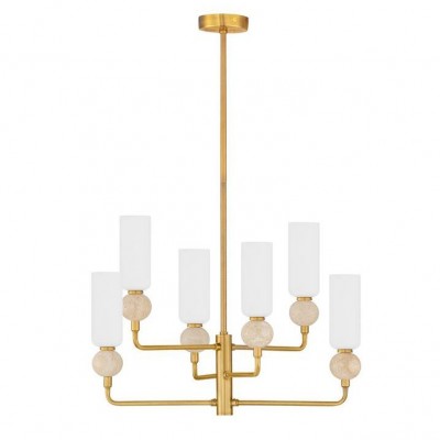 Candelabru cu 6 brate, Metal, Auriu, Travertin, Sticla, FILOMENA