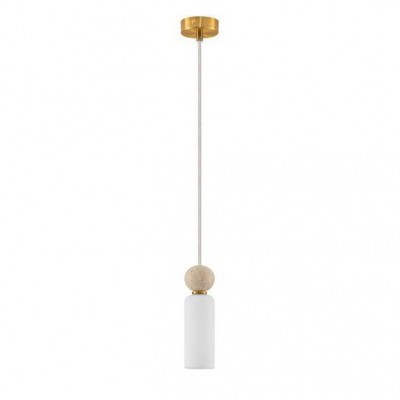 Pendul Metal, Auriu, Travertin, Sticla, FILOMENA