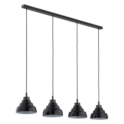 Lustra cu 4 pendule suspendate din Sticla, Negru, VENTURA 
